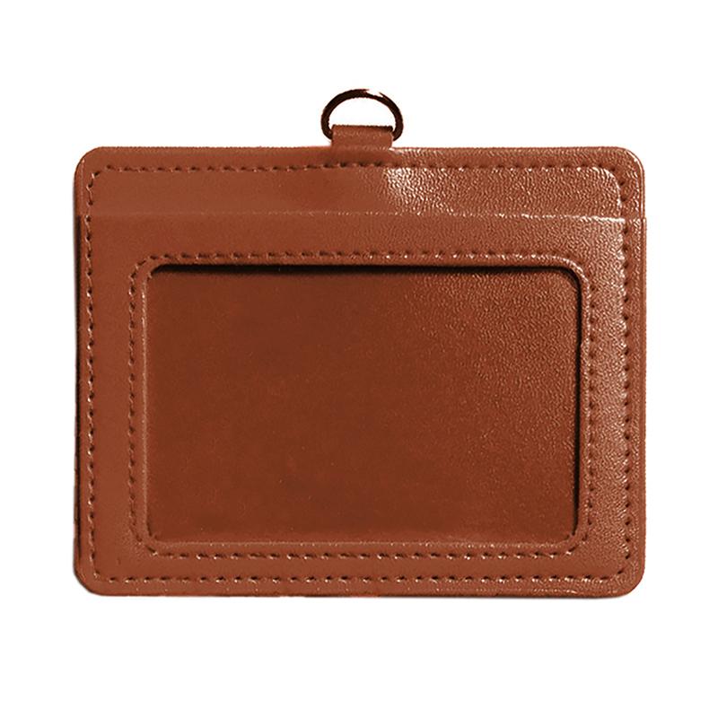 Premium PU Leather ID Card Holder Horizontal - Brown